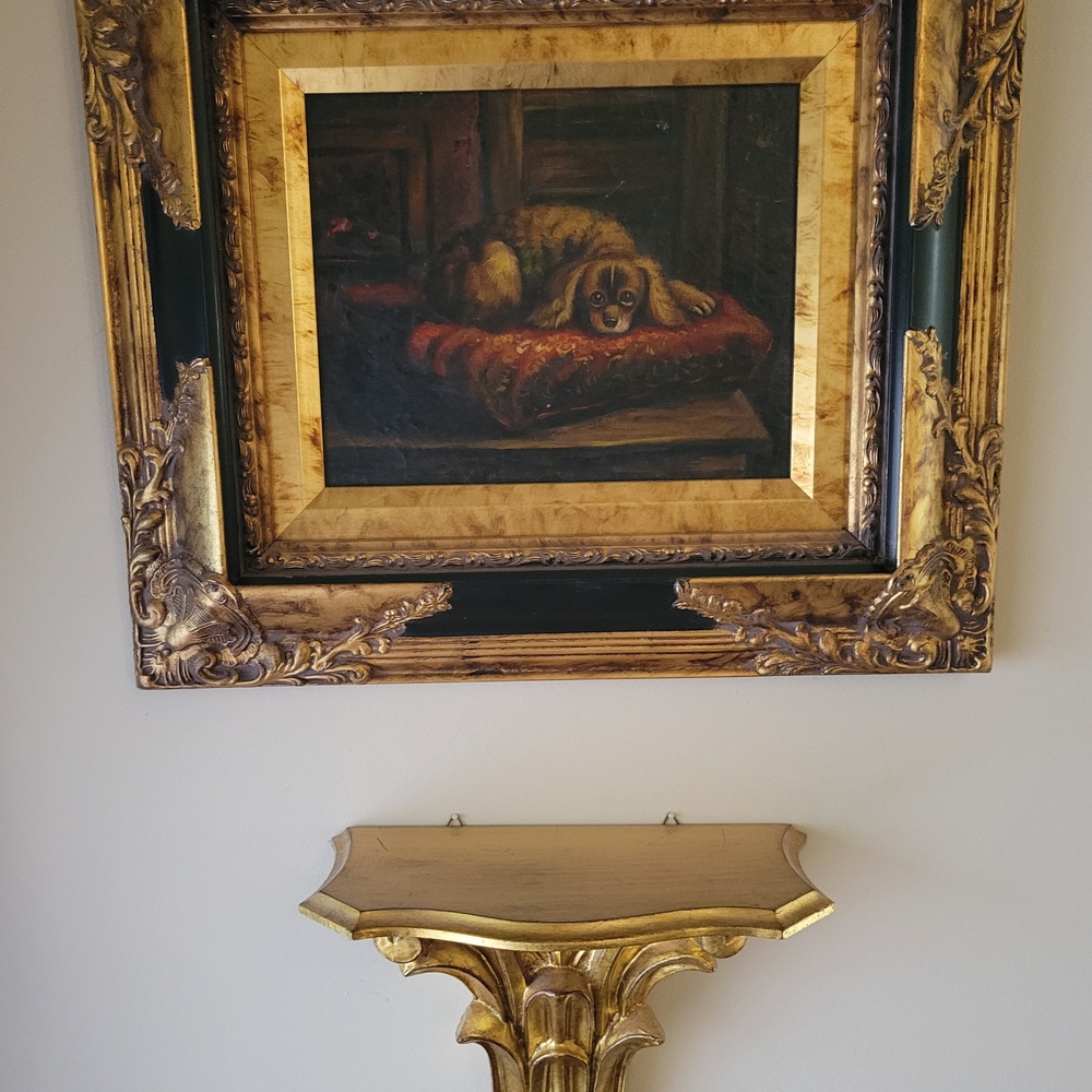 Vintage Gold Framed Dog Painting
